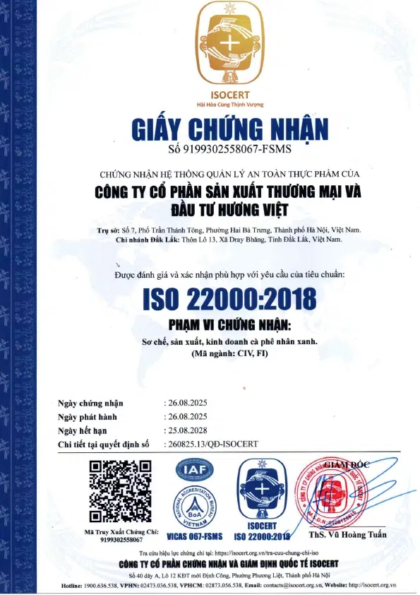 chứng nhận iso 22000 2018