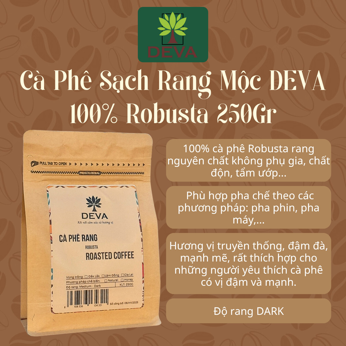 CÀ PhÊ SẠch Robusta 250gr Rang MỘc NguyÊn ChẤt (2)