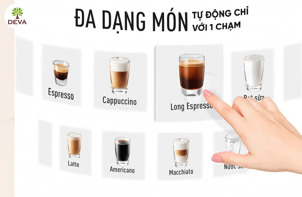máy pha cà phê tự động được nhiều người quan tâm vì đa dạn đồ uống với gemilai-master-one