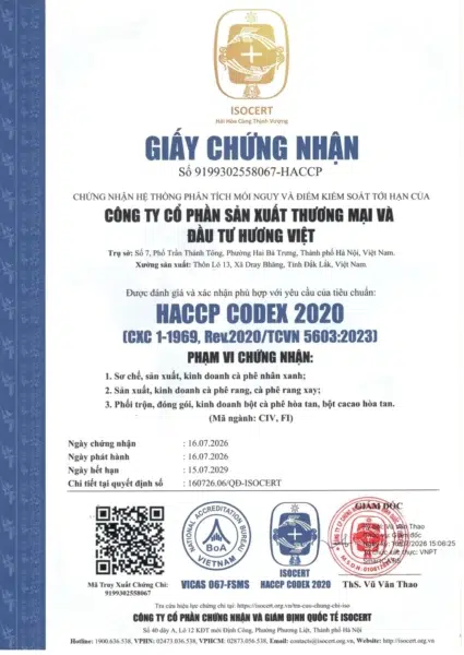 chứng nhận haccp codex 2020