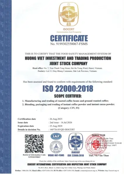 fsms certificate – iso 22000