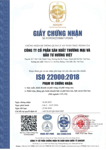 giấy chứng nhận fsms – iso 22000