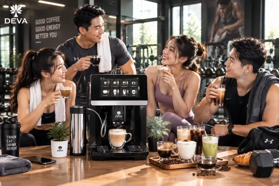 máy pha cà phê deva cho phòng tập gym